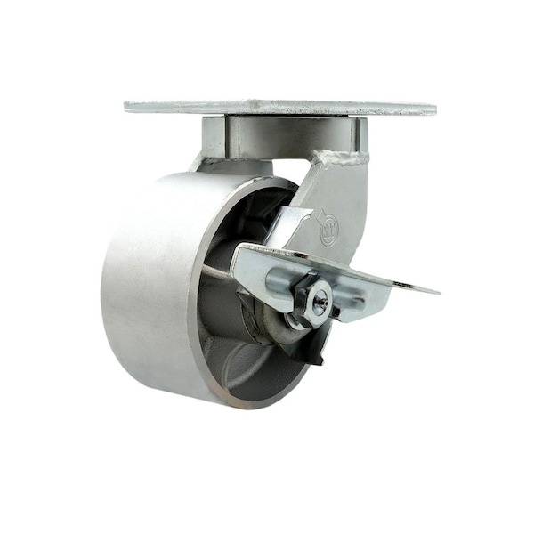 Service Caster 6'' Heavy Duty Semi Steel Cast Iron Caster with Brake and Swivel Lock CRAN-SCC-KP92S630-SSR-SLB-BSL - main